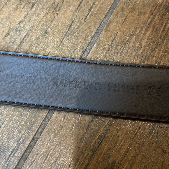 Ralph Lauren Made in Italy Brown Suede Leather Gold Metal Detail Belt Size Large - Picture 6 of 8